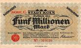Allemagne 5 Millionen Mark GERMANY - KELLER 2684 a - STADT KÖLN - RHEINLAND - 5 MILLIONEN MARK - 08/15/1923 - SERIE C -