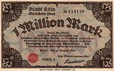 Allemagne 1 Million Mark GERMANY - STADT KÖLN - 1 MILLION MARK - 1923 - SERIE C -