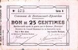 25 Centimes 1915 France KOMITAT 02800 – BERTAUCOURT-EPOURDON – 25-Centime-GUTSCHEIN – 30.09.1915 – SERIE A S