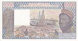 West AFrican States 1982 5000 Francs 1985 - Woman, fish, boat - Serial W.4 - XF+ - P.108Ai