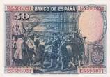 Spain  50 Pesetas - D. Vélasquez - 1928 - Serial E - P.75
