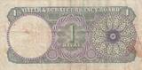 Qatar and Dubai  1 Riyal - Dhow - palm - ND (1960) VF