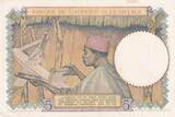 French West Africa 1938 5 Francs - Coffee - Man weaver - 10-03-1938 - Serial F.5977 - Number 248 XF