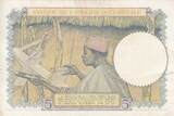 French West Africa 1937 5 Francs - Coffe tree - Man weaving - 12-08-1937 - Serial U.3918 XF
