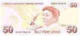 Turkey 50 turk lirasi 50 Yeni - Turk Lirasi - Fatma Aliye - 2009 (2025) - Serial G UNC