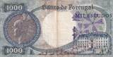 Billet Portugal 1000 escudos Marie II du Portugal 1967 VF