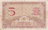Madagascar  5 Francs Goddess Juno - 1937 - Serial B.2983 VF