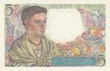France 1943 5 Francs - Shepherd - 05-08-1943 - Serial E.54 UNC
