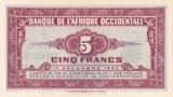 French West Africa  5 Francs - African - 1942 - Letter U - P.28a UNC