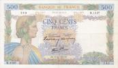France 500 francs 500 Francs Pax with wreath - 17-10-1940 Serial R.1157 -