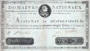 France 80 livres 80 Livres - 29 September - 1790 - Sign. Pinard - S. N° 33166 -