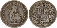 Switzerland 2 francs 2 Francs Helvetia - 1878 - B Bern - Silver -