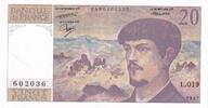 France  20 Francs - Debussy - 1987 - Serial L.019 AU