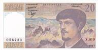 France  20 Francs - Debussy - 1987 - Serial X.019 UNC