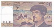 France  20 Francs - Debussy - 1987 - Serial C.020 XF