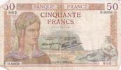 France 1938 50 Francs Ceres - 31-03-1938 - Serial D.8008 FF+