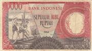 Indonesia  10000 Rupiah - Workers - River - 1964 - Various serial FF+