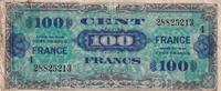 France 100 francs 100 Francs Allied Military Currency - 1944 - Serial 4 - 28825213 -