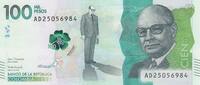 Colombia  100000 Pesos C. Lleras Restrepo - 2020 (2022) UNC