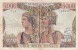 France 1949 5000 Francs Sea and Countryside - 10-03-1949 - Serial T.17 - F.48.01 VF