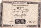 France 1792 10 Livres Black on white Watermark Republique (24-10-1792) - Sign. Taisaud - Serial 14364 FF
