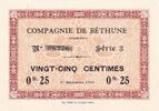 France 0.25 centimes 1916 0.25 cents - Company of Béthune - 01-09-1916 - Serial 3 AU