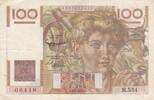 France 1953 100 Francs - Young farmer - Inverse watermark - 06-08-1953 - Serial M.554 - P.128 VF