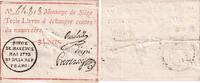 Mainz  3 livres Red, blackstamping in circle - May 1793 VF+