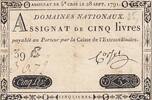 France 5 livres 5 Pounds - 28-09-1791 - Sign. Corsel - Serial 39E -