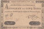 France 5 livres 1791 5 Pounds - 01-11-1791 - Sign. Corsel - Serial 96G VF