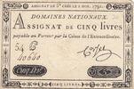 France 5 livres 1791 5 Pounds - 01-11-1791 - Sign. Corsel - Serial 54G VF
