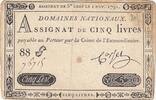 France 5 livres 1791 5 Pounds - 01-11-1791 - Sign. Corsel - Serial 88G FF