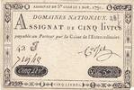 France 5 livres 5 Pounds - 01-11-1791 - Sign. Corsel - Serial 42J -