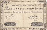 France 5 livres 5 Pounds - 01-11-1791 - Sign. Corsel - Serial 90K -