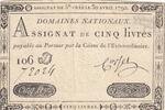 France 5 livres 5 Pounds - 30-04-1792 - Sign. Corsel - Serial 106D -