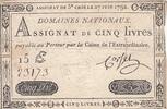 France 5 livres 5 Pounds - 27-06-1792 - Sign. Corsel - Serial 15E -