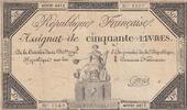 France  50 Livres - 14 December 1792 - French Republic - Sign. Cottenel - Serial 4412 FF