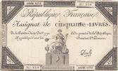 France  50 Livres - 14 December 1792 - French Republic - Sign. Develle - Serial 4252 FF+