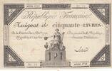 France  50 Livres - 14 December 1792 - French Republic - Sign. Latour - Serial 4781 VF+