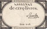 France 5 livres 5 Pounds - 10 Brumaire Year II (31.10.1793) - Sign. Sanche - Serial 7118 VF