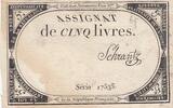 France 5 livres 5 Pounds - 10 Brumaire Year II (31.10.1793) - Sign. Sehrentz - Serial 17535 VF