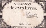 France 5 livres 5 Pounds - 10 Brumaire Year II (31.10.1793) - Sign. Duclos - Serial 27209 VF