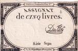 France 5 livres 5 Pounds - 10 Brumaire Year II (31.10.1793) - Sign. Du Flog - Serial 5032 VF