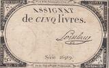 France 5 livres 5 Pounds - 10 Brumaire Year II (31.10.1793) - Sign. Loiseleau - Serial 26919 FF