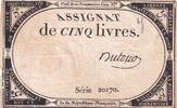 France 5 livres 5 Pounds - 10 Brumaire Year II (31.10.1793) - Sign. Dutour - Serial 20170 VF