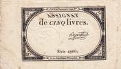 France 5 livres 5 Pounds - 10 Brumaire Year II (31.10.1793) - Sign. Deperthe - Serial 23261 XF