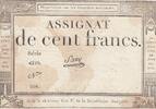 France  100 francs - 18 Nivose An III - 1794 - Sign. Saxy - Serial 4329 VF