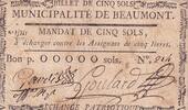 France 5 sols 5 Sous - Haute-Garonne - Municipalité de Beaumont - 1792 -