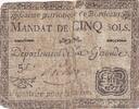 France  5 Sols - Gironde - Caisse Patriotique de Bordeaux - 1791 VG+