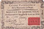 France 1792 15 Sols - Maine et loire - Caisse Patriotique de Baugé - 11-04-1792 VF